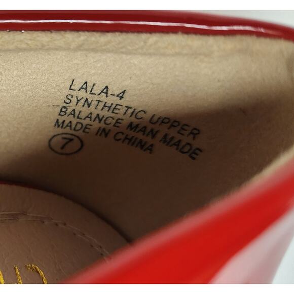 Chase & Chloe LALA-4 Faux Patent Leather Red Pump Heel Shoes Size 7M - Picture 11 of 13